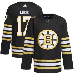 Men's Boston Bruins Milan Lucic Adidas Authentic 100th Anniversary Primegreen Jersey - Black