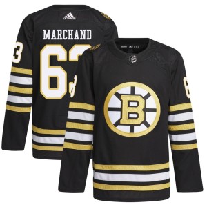 Men's Boston Bruins Brad Marchand Adidas Authentic 100th Anniversary Primegreen Jersey - Black