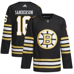 Men's Boston Bruins Derek Sanderson Adidas Authentic 100th Anniversary Primegreen Jersey - Black