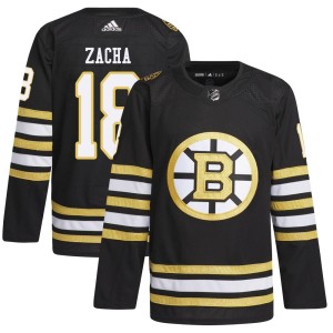 Men's Boston Bruins Pavel Zacha Adidas Authentic 100th Anniversary Primegreen Jersey - Black