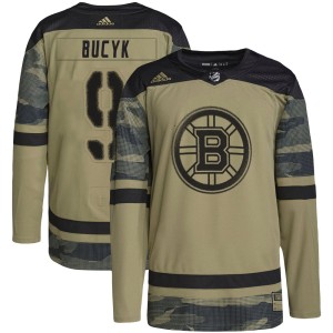 Men's Boston Bruins Johnny Bucyk Adidas Authentic Military Appreciation Practice Jersey - Camo