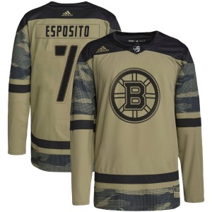 Men's Boston Bruins Phil Esposito Adidas Authentic Military Appreciation Practice Jersey - Camo