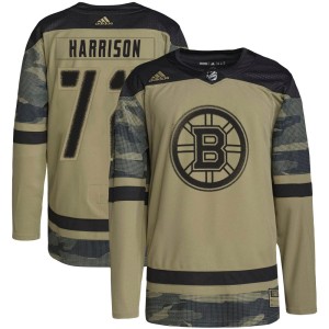 Men's Boston Bruins Brett Harrison Adidas Authentic Military Appreciation Practice Jersey - Camo