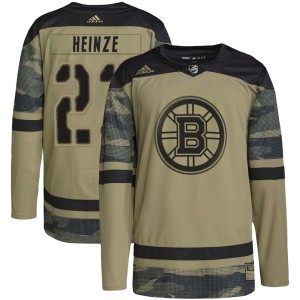 Men's Boston Bruins Steve Heinze Adidas Authentic Military Appreciation Practice Jersey - Camo
