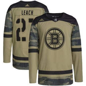Men's Boston Bruins Reggie Leach Adidas Authentic Military Appreciation Practice Jersey - Camo