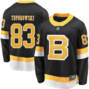 Men's Boston Bruins Luke Toporowski Fanatics Branded Premier Breakaway Alternate Jersey - Black