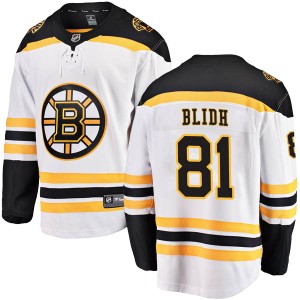 Youth Boston Bruins Anton Blidh Fanatics Branded Breakaway Away Jersey - White