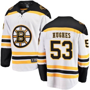 Youth Boston Bruins Cameron Hughes Fanatics Branded Breakaway Away Jersey - White