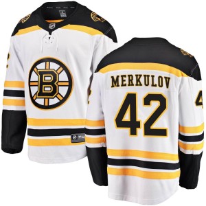 Youth Boston Bruins Georgii Merkulov Fanatics Branded Breakaway Away Jersey - White