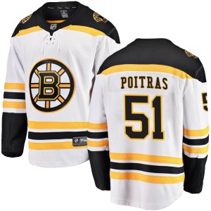 Youth Boston Bruins Matthew Poitras Fanatics Branded Breakaway Away Jersey - White