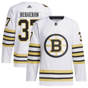 Youth Boston Bruins Patrice Bergeron Adidas Authentic 100th Anniversary Primegreen Jersey - White
