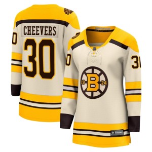 Women's Boston Bruins Gerry Cheevers Fanatics Branded Premier Breakaway 100th Anniversary Jersey - Cream