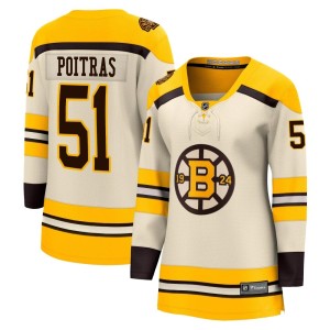Women's Boston Bruins Matthew Poitras Fanatics Branded Premier Breakaway 100th Anniversary Jersey - Cream