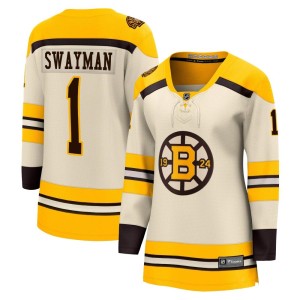Women's Boston Bruins Jeremy Swayman Fanatics Branded Premier Breakaway 100th Anniversary Jersey - Cream