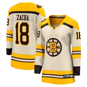 Women's Boston Bruins Pavel Zacha Fanatics Branded Premier Breakaway 100th Anniversary Jersey - Cream