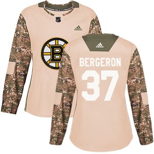Women's Boston Bruins Patrice Bergeron Adidas Authentic Veterans Day Practice Jersey - Camo