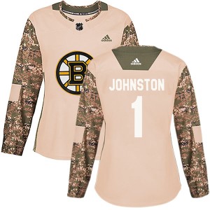 Women's Boston Bruins Eddie Johnston Adidas Authentic Veterans Day Practice Jersey - Camo