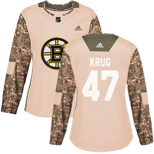 Women's Boston Bruins Torey Krug Adidas Authentic Veterans Day Practice Jersey - Camo