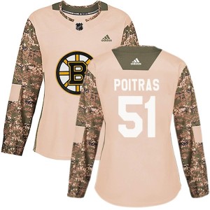 Women's Boston Bruins Matthew Poitras Adidas Authentic Veterans Day Practice Jersey - Camo