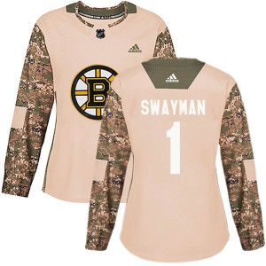 Women's Boston Bruins Jeremy Swayman Adidas Authentic Veterans Day Practice Jersey - Camo