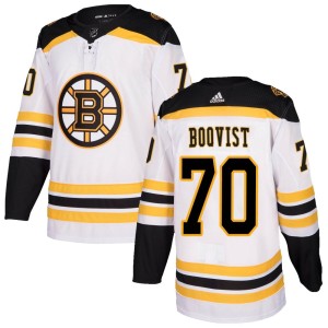 Youth Boston Bruins Jesper Boqvist Adidas Authentic Away Jersey - White