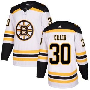 Youth Boston Bruins Jim Craig Adidas Authentic Away Jersey - White