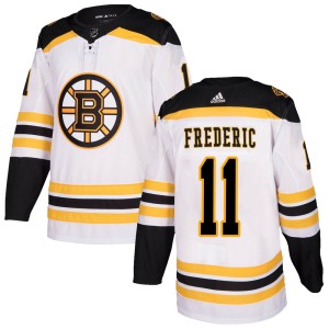 Youth Boston Bruins Trent Frederic Adidas Authentic Away Jersey - White