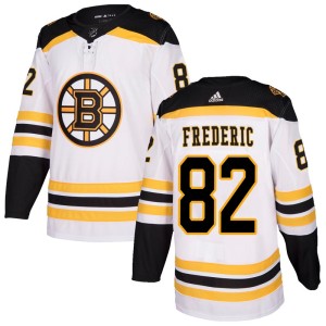 Youth Boston Bruins Trent Frederic Adidas Authentic Away Jersey - White