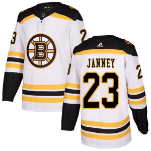 Youth Boston Bruins Craig Janney Adidas Authentic Away Jersey - White