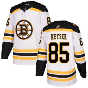 Youth Boston Bruins Kyle Keyser Adidas Authentic Away Jersey - White
