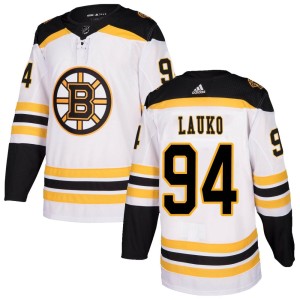 Youth Boston Bruins Jakub Lauko Adidas Authentic Away Jersey - White
