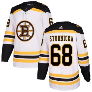 Youth Boston Bruins Jack Studnicka Adidas Authentic Away Jersey - White