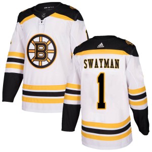 Youth Boston Bruins Jeremy Swayman Adidas Authentic Away Jersey - White