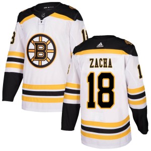 Youth Boston Bruins Pavel Zacha Adidas Authentic Away Jersey - White