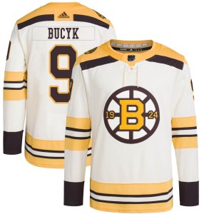 Men's Boston Bruins Johnny Bucyk Adidas Authentic 100th Anniversary Primegreen Jersey - Cream