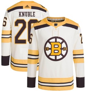 Men's Boston Bruins Mike Knuble Adidas Authentic 100th Anniversary Primegreen Jersey - Cream