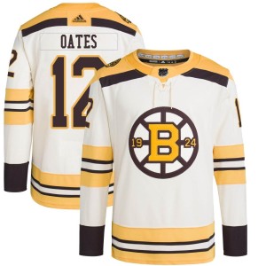 Men's Boston Bruins Adam Oates Adidas Authentic 100th Anniversary Primegreen Jersey - Cream