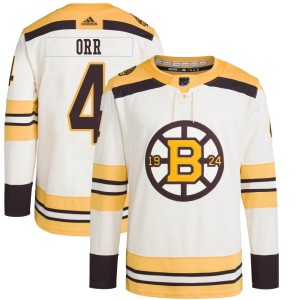 Men's Boston Bruins Bobby Orr Adidas Authentic 100th Anniversary Primegreen Jersey - Cream