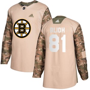 Men's Boston Bruins Anton Blidh Adidas Authentic Veterans Day Practice Jersey - Camo