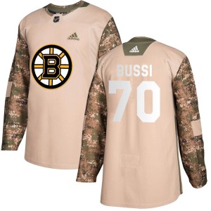 Men's Boston Bruins Brandon Bussi Adidas Authentic Veterans Day Practice Jersey - Camo