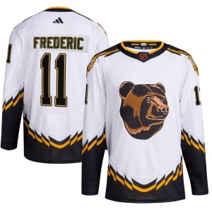 Youth Boston Bruins Trent Frederic Adidas Authentic Reverse Retro 2.0 Jersey - White