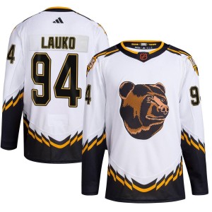 Youth Boston Bruins Jakub Lauko Adidas Authentic Reverse Retro 2.0 Jersey - White
