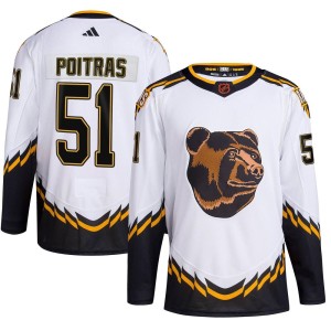 Youth Boston Bruins Matthew Poitras Adidas Authentic Reverse Retro 2.0 Jersey - White