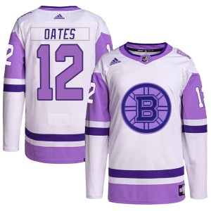 Youth Boston Bruins Adam Oates Adidas Authentic Hockey Fights Cancer Primegreen Jersey - White/Purple