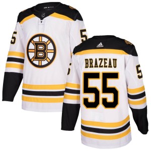 Men's Boston Bruins Justin Brazeau Adidas Authentic Away Jersey - White