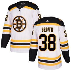 Men's Boston Bruins Patrick Brown Adidas Authentic Away Jersey - White
