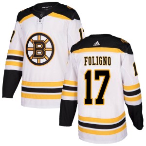 Men's Boston Bruins Nick Foligno Adidas Authentic Away Jersey - White
