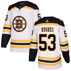 Men's Boston Bruins Cameron Hughes Adidas Authentic Away Jersey - White