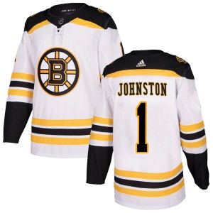 Men's Boston Bruins Eddie Johnston Adidas Authentic Away Jersey - White