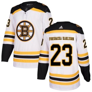 Men's Boston Bruins Jakob Forsbacka Karlsson Adidas Authentic Away Jersey - White